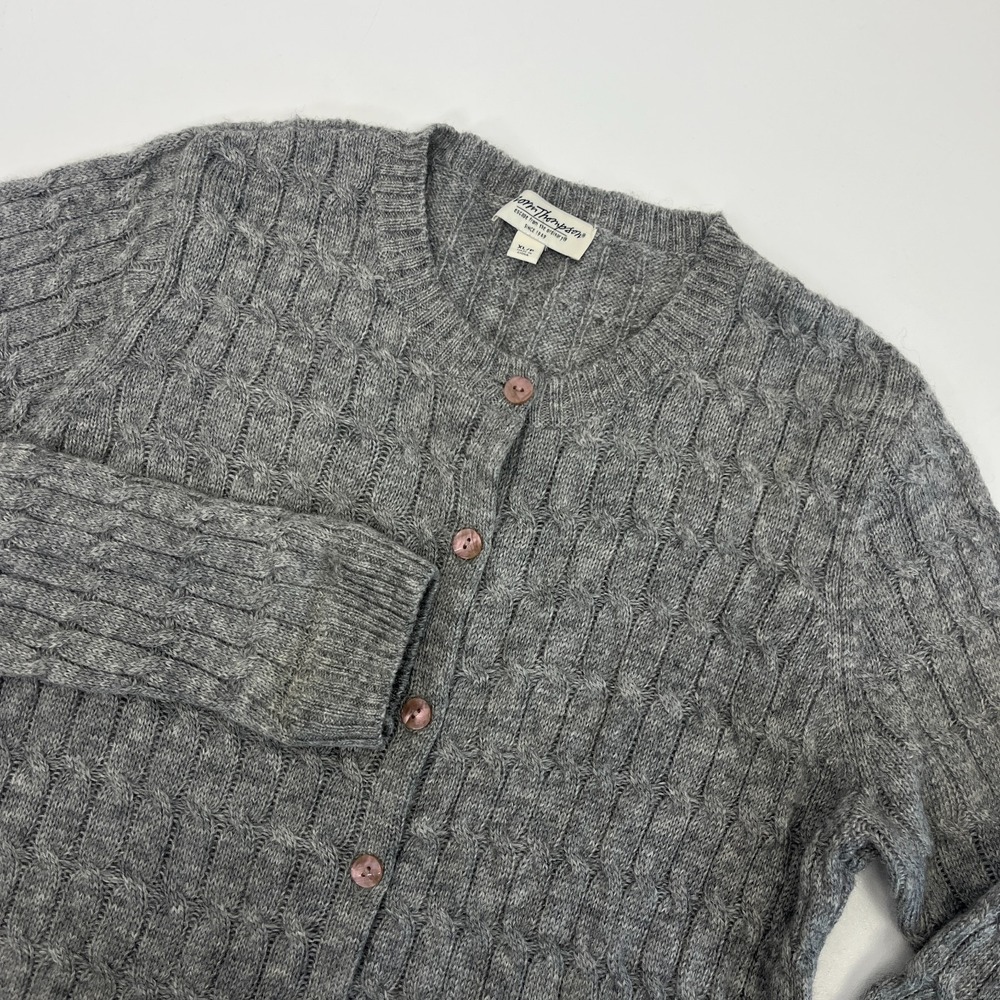 Norm Thompson 100% Wool Cardigan Cable Knit Button Front Sweater Fisherman XLP - Picture 2 of 10